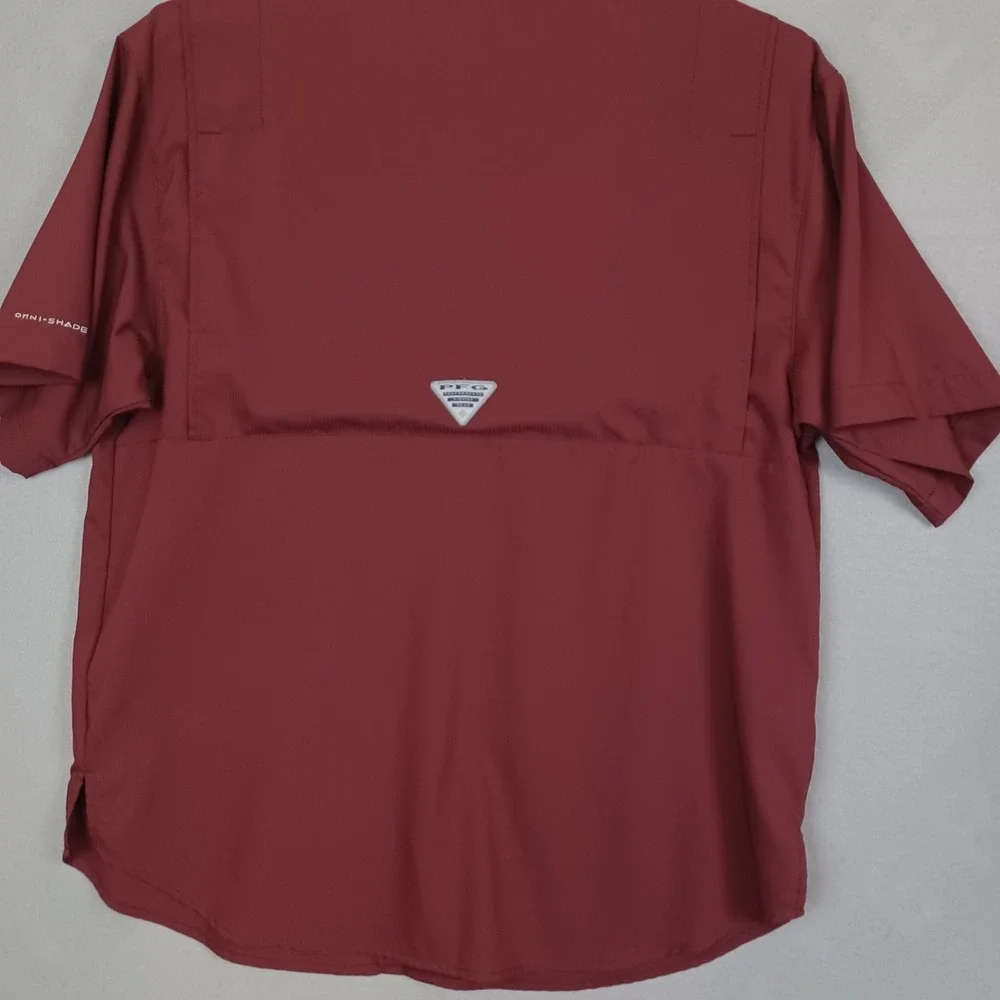 Columbia PFG Texas A&M Shirt Men's M Short Sleeve Button Down Maroon Fishing